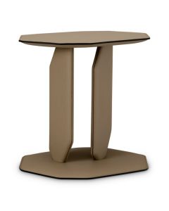 Maurizio Brown Leather Side Table