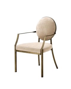 Scribe Dark Brass & Greige Velvet Dining Armchair