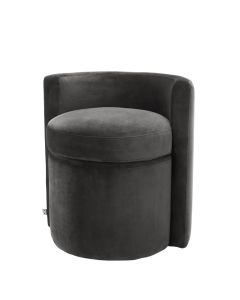 Arcadia Roche Dark Grey Velvet Stool