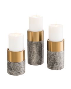 Sierra Grey Marble Candle Holder - Set of 3