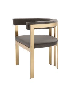 Clubhouse Savona Grey Velvet & Brass Dining Chair