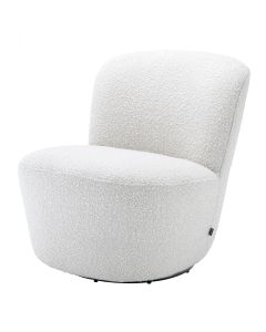 Doria Boucle Off-White Swivel Armchair