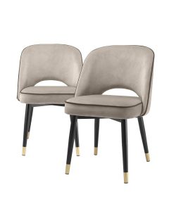 Cliff Savona Greige Velvet Dining Chair - Set of 2