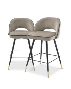 Cliff Savona Greige Velvet Counter Stool - Set of 2 
