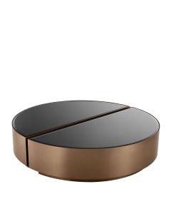 Astra Brushed Copper & Black Glass Coffee Table - Set of 2