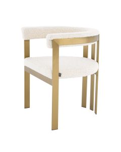Clubhouse Boucle Cream & Brass Dining Chair 