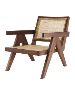 Aristide Classic Brown Chair with Rattan Cane Webbing 