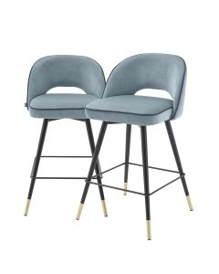 Cliff Savona Blue Velvet Counter Stool - Set of 2