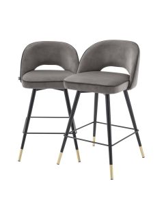 Cliff Savona Grey Velvet Counter Stool - Set of 2
