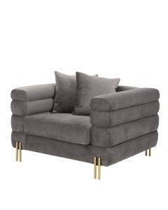 York Savona Grey Velvet Armchair