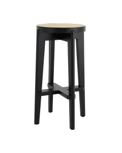 Dareau Classic Black Bar Stool with Rattan Cane Webbing