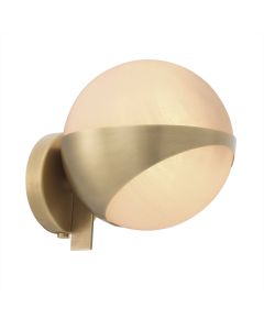 Wilson Antique Brass & White Glass Wall Lamp 