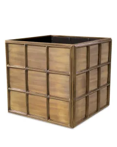 Grid Vintage Brass Large Planter