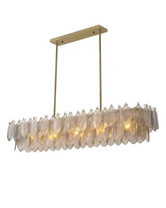 Verbier Light Brushed Brass & Smoked Glass Rectangular Chandelier