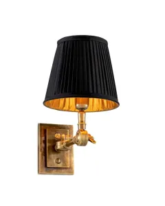 Wentworth Vintage Brass Single Wall lamp with Black Shade