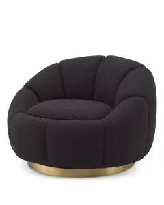 Inger Boucle Black Swivel Armchair
