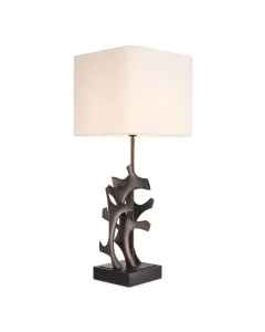 Agape Table Lamp: Brass body, bronze finish, granite base, bouclé shade - James Said luxury furniture