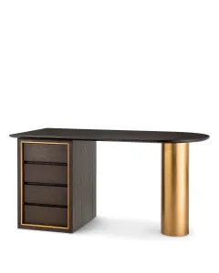 Del Rio Mocha Oak & Brushed Brass Desk