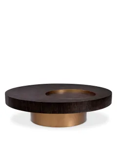 Otus Mocha Oak & Brushed Brass Round Coffee Table