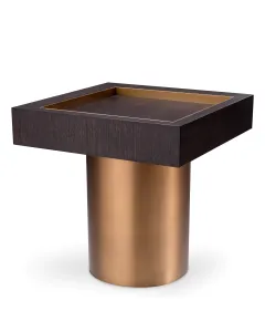 Otus Mocha Oak & Brushed Brass Square Side Table