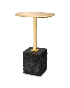 Kayan Small Polished Brass & Black Granite Side Table 