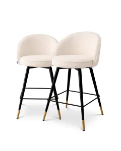 Cooper Bar Stool Set of 2 Boucle Cream 