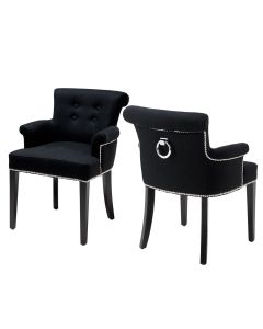 EICHHOLTZ KEY LARGO ARM CHAIR BLACK CASHMERE