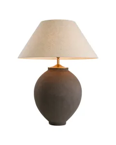Moon Jar Taupe & Brushed Brass Table Lamp