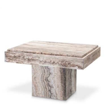 Sartoria Silver Travertine Side Table