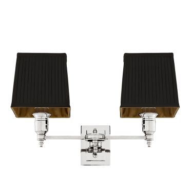 Lexington Nickel Double Wall Lamp with Black Shade