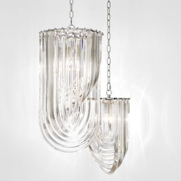 Murano Nickel Acrylic Long Small Chandelier