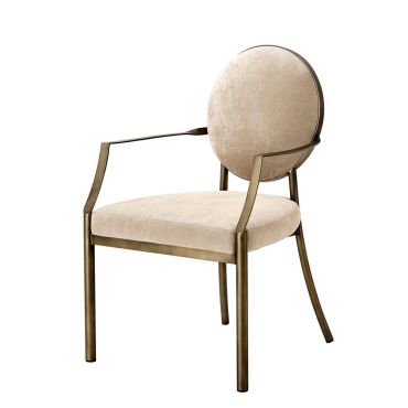 Scribe Dark Brass & Greige Velvet Dining Armchair