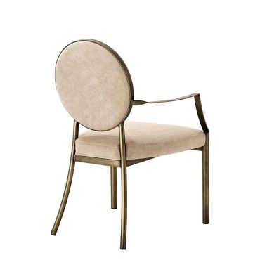 Scribe Dark Brass & Greige Velvet Dining Armchair