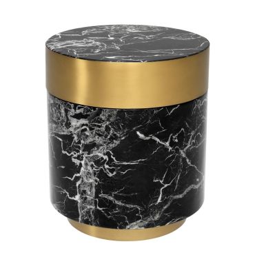 Caron Black Faux Marble Side Table