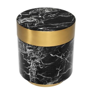 Caron Black Faux Marble Side Table