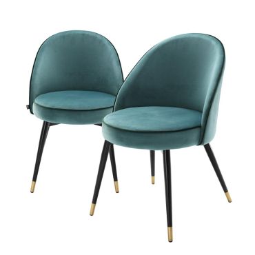 Cooper Roche Turquoise Velvet Dining Chairs - Set of 2