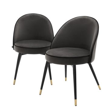Cooper Roche Dark Grey Velvet Dining Chairs - Set of 2