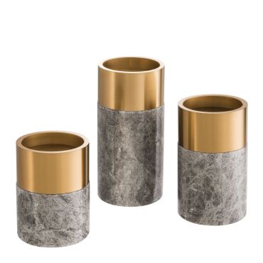 Sierra Grey Marble Candle Holder - Set of 3