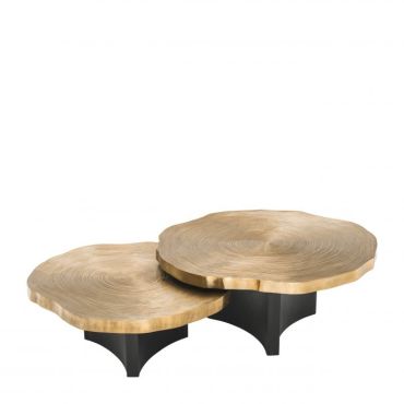 Thousand Oaks Brass & Black Coffee Table - Set of 2
