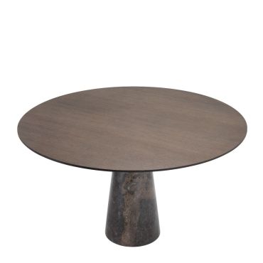 Genova Grey Marble and Mocha Oak Dining Table