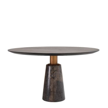 Genova Grey Marble and Mocha Oak Dining Table