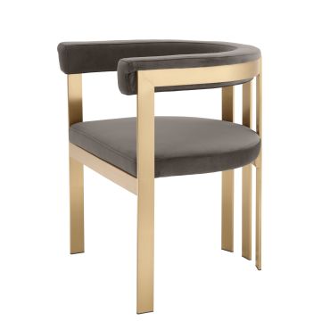 Clubhouse Savona Grey Velvet & Brass Dining Chair