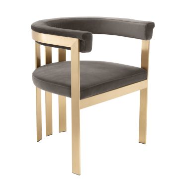 Clubhouse Savona Grey Velvet & Brass Dining Chair