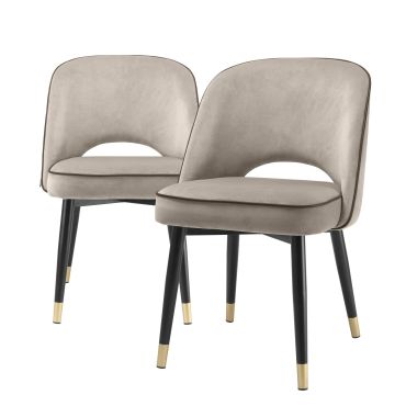 Cliff Savona Greige Velvet Dining Chair - Set of 2
