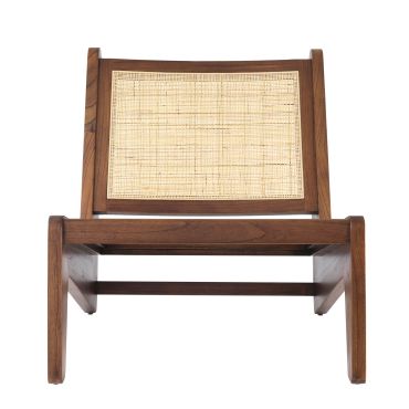 Aubin Classic Brown Chair with Rattan Cane Webbing