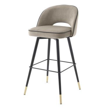 Cliff Savona Greige Velvet Bar Stool - Set of 2 