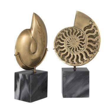 Ammonite Vintage Brass Object - Set of 2
