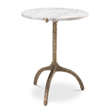Cortina Vintage Brass & White Marble Side Table