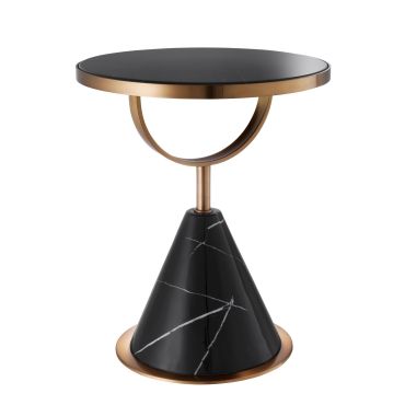 Park Lane Black Faux Marble & Copper Side Table back