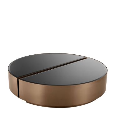 Astra Brushed Copper & Black Glass Coffee Table - Set of 2